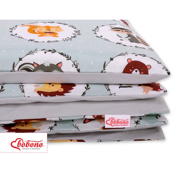 Juniorbett Bettwäsche Set 2-tlg 140x200 Junior - Minze Tierchen