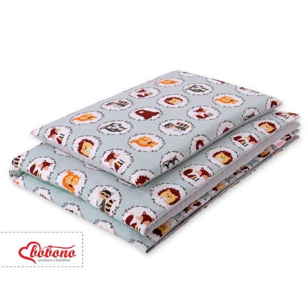 Juniorbett Bettwäsche Set 2-tlg 140x200 Junior - Minze Tierchen