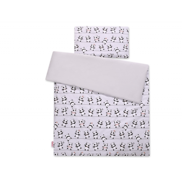 Juniorbett Bettwäsche Set 2-tlg 140x200 Junior - Panda grau