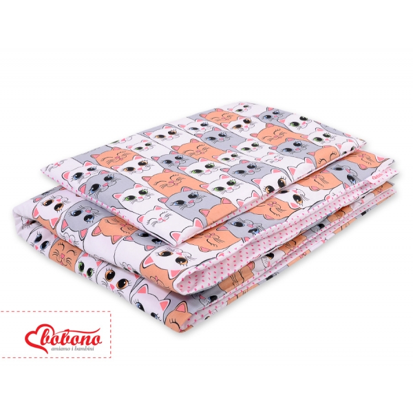 Juniorbett Bettwäsche Set 2-tlg 140x200 Junior - rosa-grau Katzen