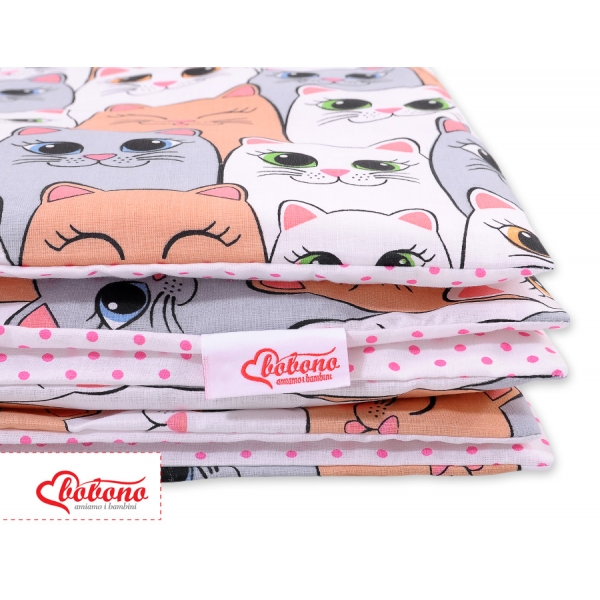 Juniorbett Bettwäsche Set 2-tlg 140x200 Junior - rosa-grau Katzen