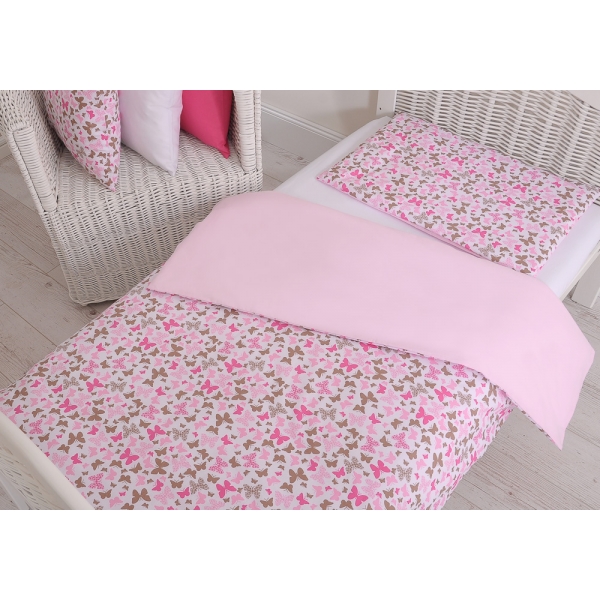 Juniorbett Bettwäsche Set 2-tlg 140x200 Junior - rosa Schmetterlinge