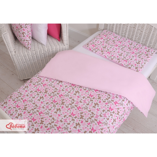 Juniorbett Bettwäsche Set 2-tlg 140x200 Junior - rosa Schmetterlinge