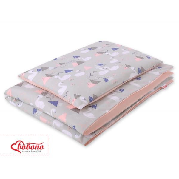 Juniorbett Bettwäsche Set 2-tlg 140x200 Junior - Schwäne grau