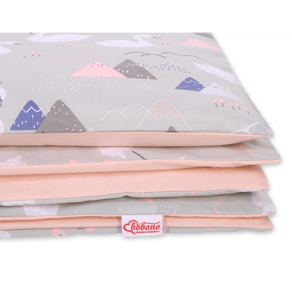 Juniorbett Bettwäsche Set 2-tlg 140x200 Junior - Schwäne grau