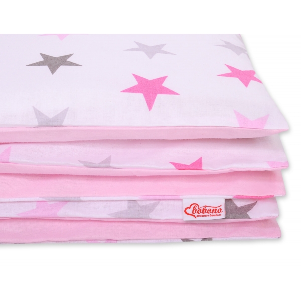 Juniorbett Bettwäsche Set 2-tlg 140x200 Junior - Sternen rosa - grau /rosa
