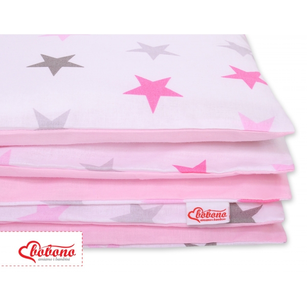 Juniorbett Bettwäsche Set 2-tlg 140x200 Junior - Sternen rosa - grau /rosa