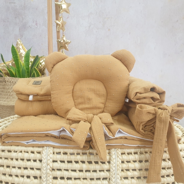 Karemll Honiggelb Senf Kissen und Bettdecke Baby Stubenwagenset Creme