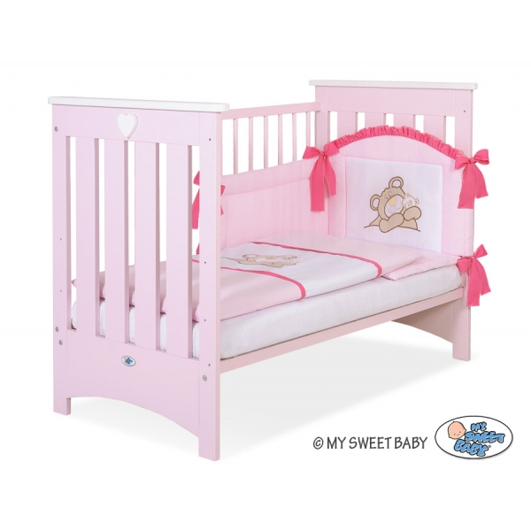 Kinderbett 120x60cm Babybett für Mädchen Lorenzo Rosa Pink