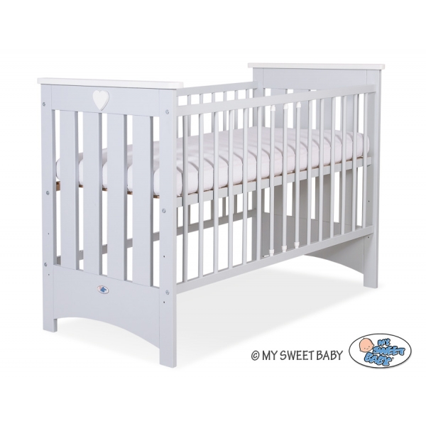 Babybett Grau mit Matratze ohne Himmelstange