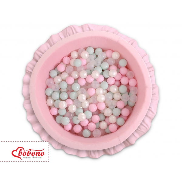 Kinder Bällebad mit Rüschen mit Bällen 200st - rosa