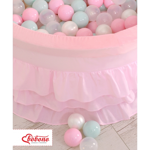 Kinder Bällebad mit Rüschen mit Bällen 200st - rosa