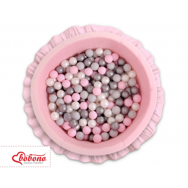 Kinder Bällebad mit Rüschen mit Bällen 200st - rosa