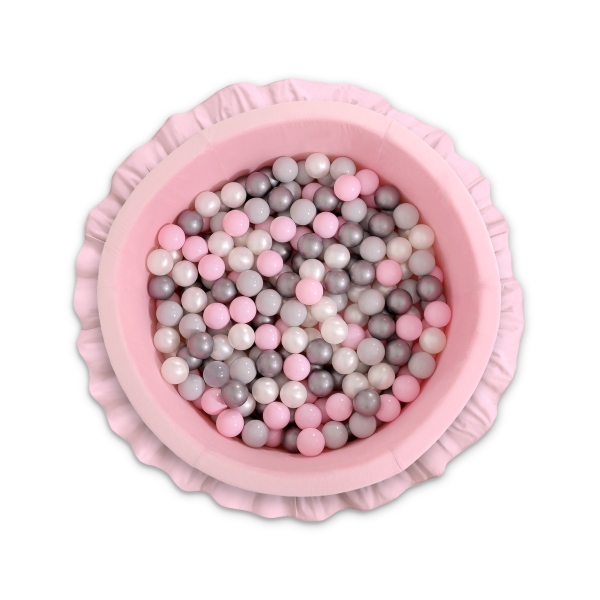 Kinder Bällebad mit Rüschen mit Bällen 200st - rosa