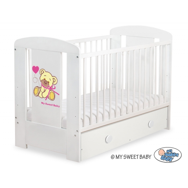 Kinderbett 120x60cm Bär mit Schleife mit Schublade MAXI