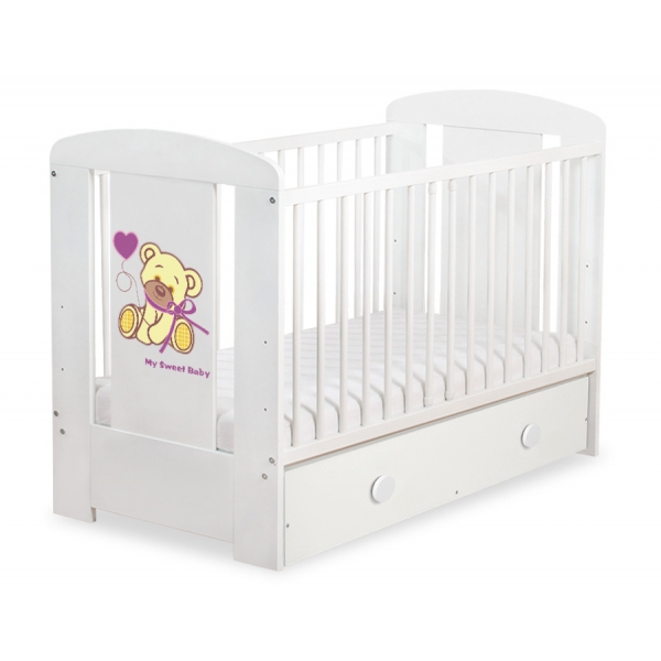 Kinderbett 120x60cm Bär mit Schleife mit Schublade MAXI