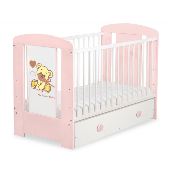 Kinderbett 120x60cm Bär mit Schleife mit Schublade MAXI