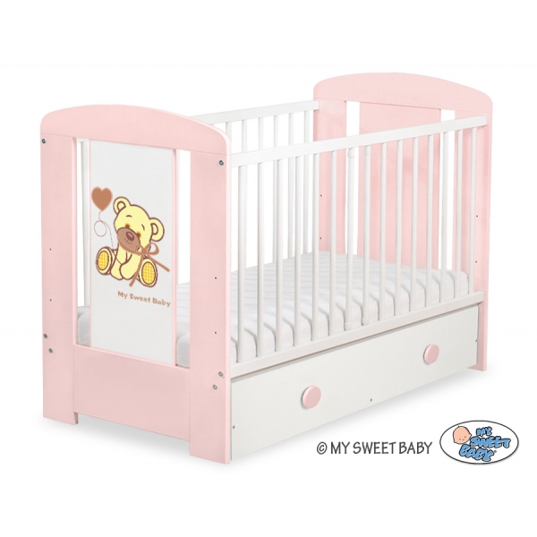 Kinderbett 120x60cm Bär mit Schleife mit Schublade MAXI
