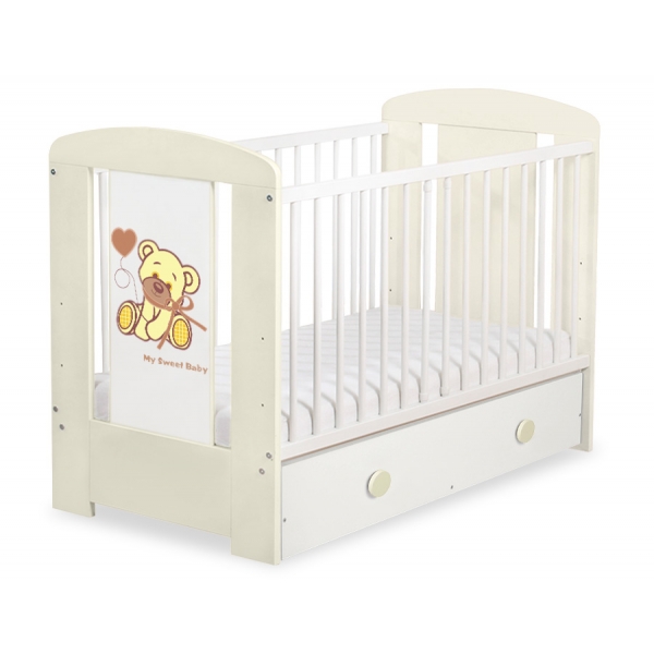 Kinderbett 120x60cm Bär mit Schleife mit Schublade MAXI