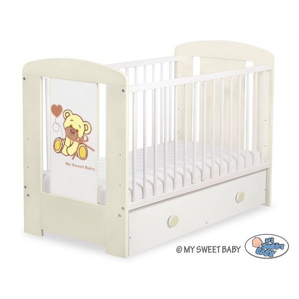 Kinderbett 120x60cm Bär mit Schleife mit Schublade MAXI