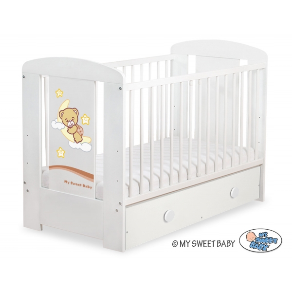Kinderbett 120x60cm Gute Nacht Braun Schublade MAXI