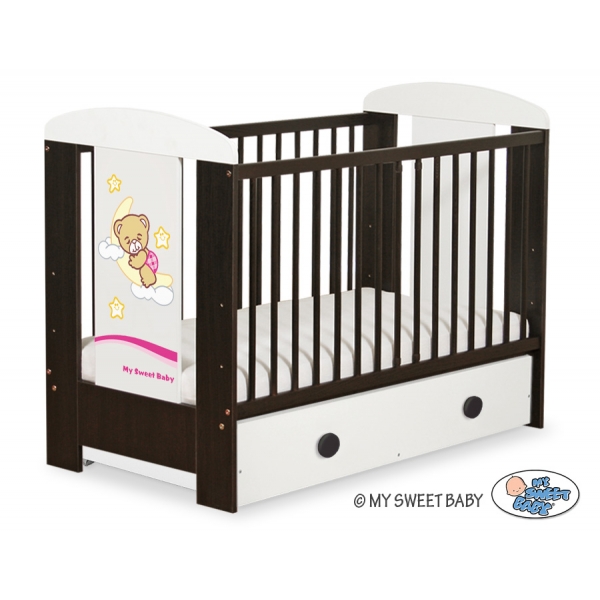 Braun Kinderbett 120x60cm Gute Nacht Rosa mit Schublade MAXI