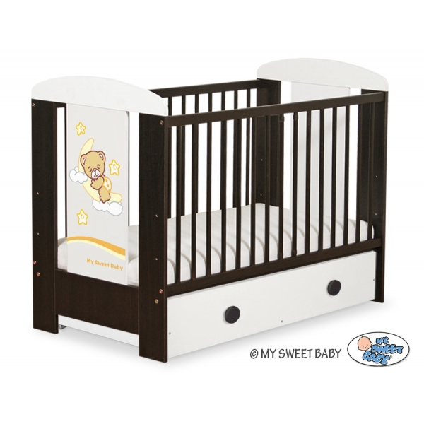 Braun Kinderbett 120x60cm Gute Nacht Creme Schublade MAXI
