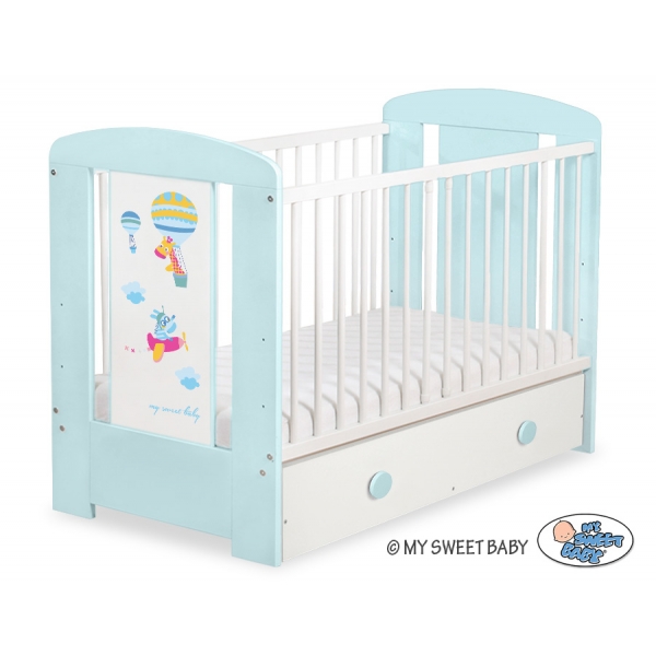 Kinderbett 120x60cm Happy balloons mit Schublade MAXI