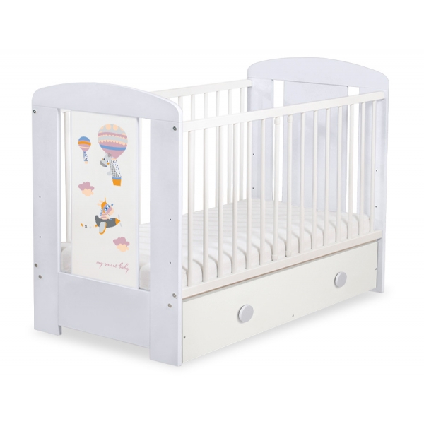 Kinderbett 120x60cm Happy balloons mit Schublade MAXI