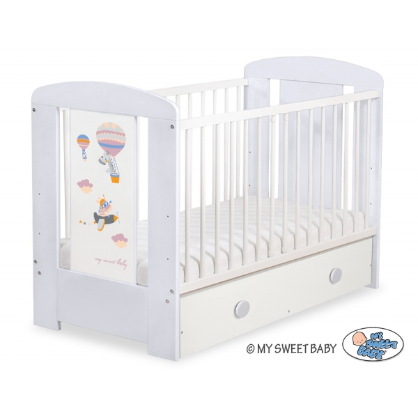 Kinderbett 120x60cm Happy balloons mit Schublade MAXI