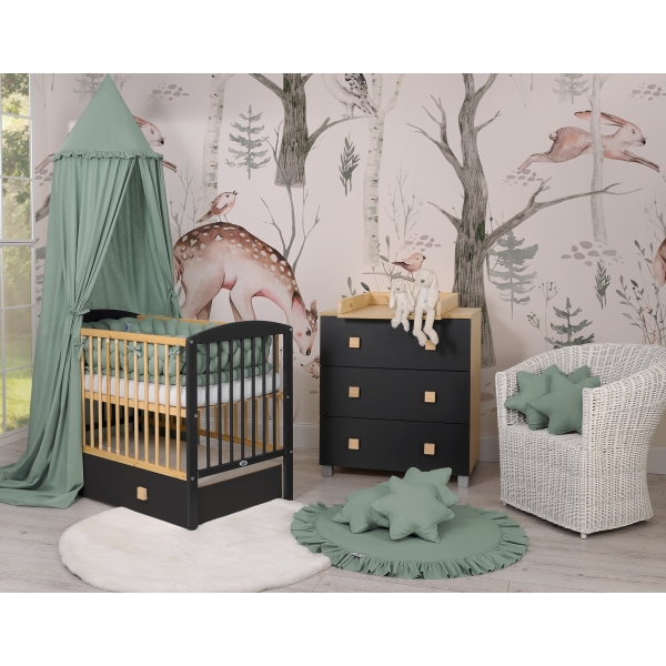 Kinderbett 120x60cm Leonardo anthrazit - naturholz mit Kinderbettschublade MAXI
