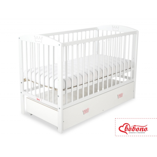 Kinderbett 120x60cm mit Krone mit Schublade MAXI