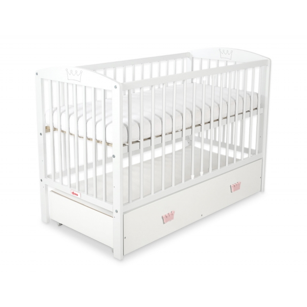 Kinderbett 120x60cm mit Krone mit Schublade MAXI