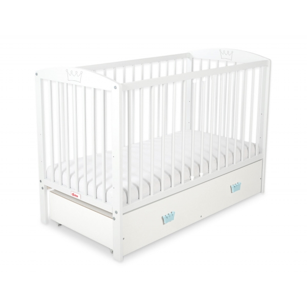 Kinderbett 120x60cm mit Krone mit Schublade MAXI