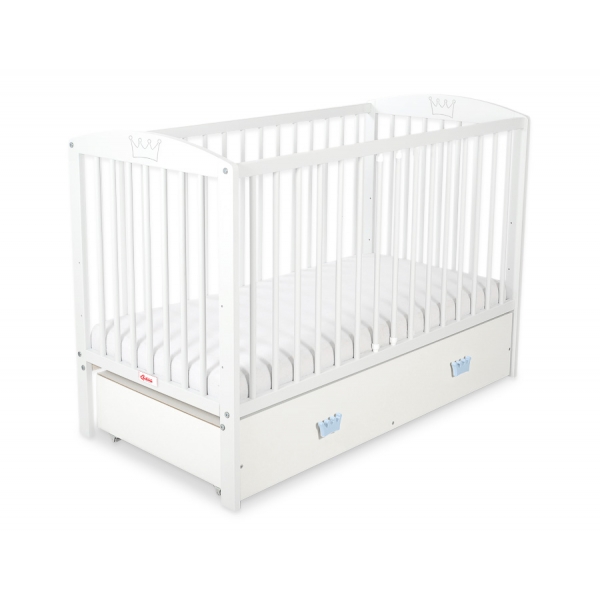 Kinderbett 120x60cm mit Krone mit Schublade MAXI