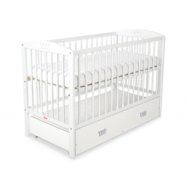 Kinderbett 120x60cm mit Krone mit Schublade MAXI