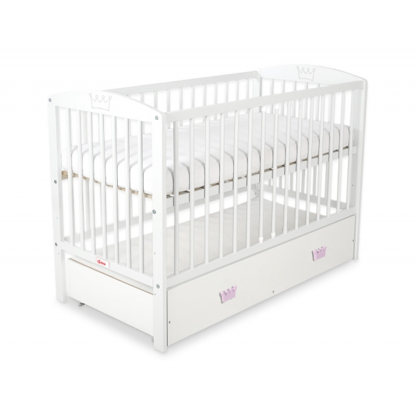 Kinderbett 120x60cm mit Krone mit Schublade MAXI