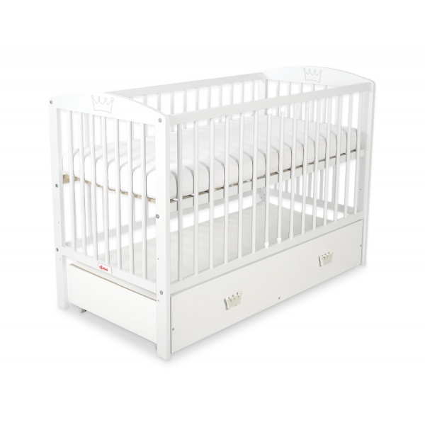 Kinderbett 120x60cm mit Krone mit Schublade MAXI