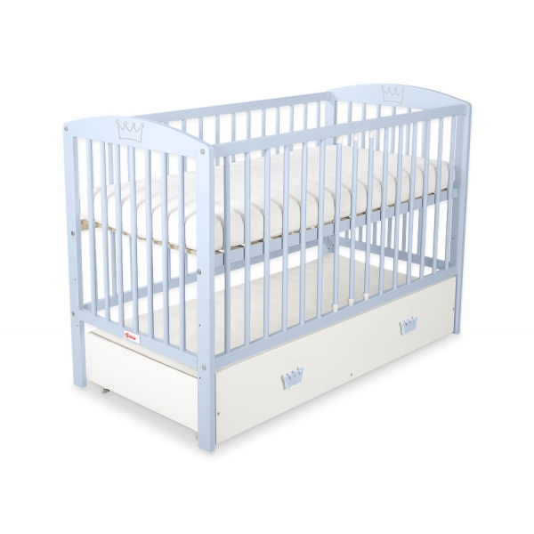 Kinderbett 120x60cm mit Krone mit Schublade MAXI