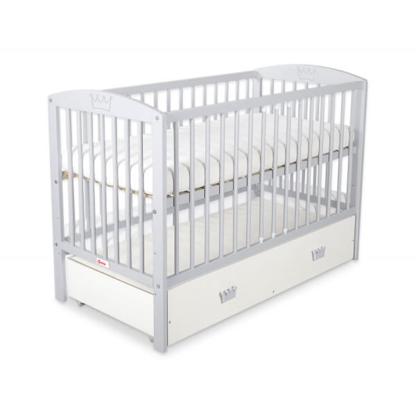 Kinderbett 120x60cm mit Krone mit Schublade MAXI