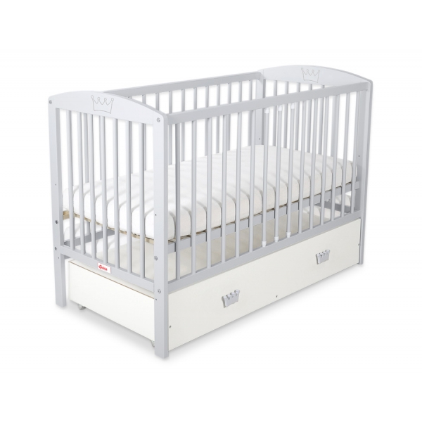 Kinderbett 120x60cm mit Krone mit Schublade MAXI