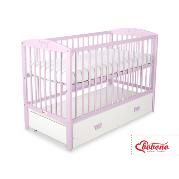 Kinderbett 120x60cm mit Krone mit Schublade MAXI