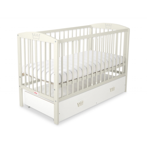 Kinderbett 120x60cm mit Krone mit Schublade MAXI