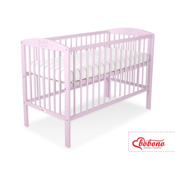 Babybett 120x60cm mit Krone - rosa