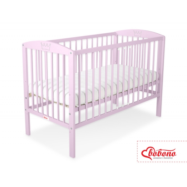 Babybett 120x60cm mit Krone - rosa