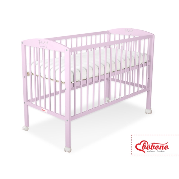 Babybett 120x60cm mit Krone - rosa
