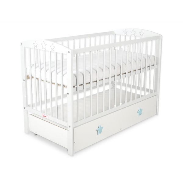 Kinderbett 120x60cm mit Sternen mit Schublade MAXI