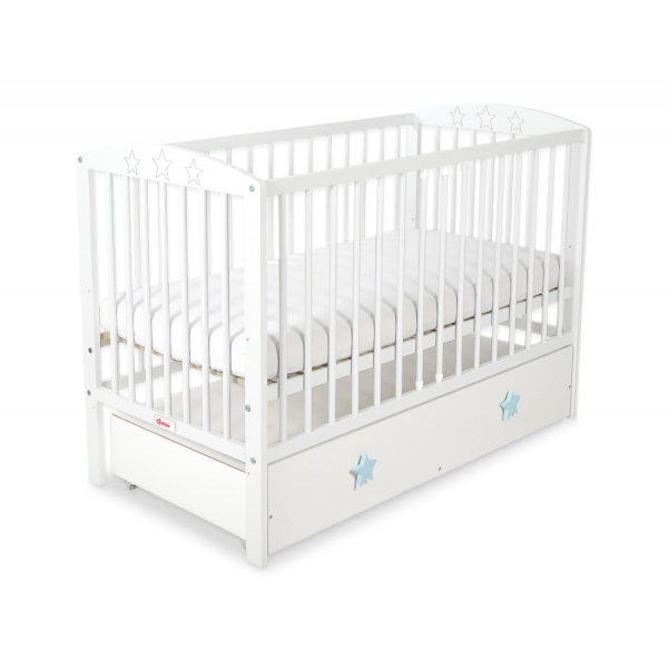 Kinderbett 120x60cm mit Sternen mit Schublade MAXI
