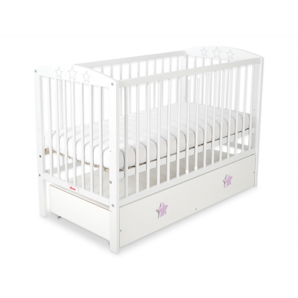Kinderbett 120x60cm mit Sternen mit Schublade MAXI