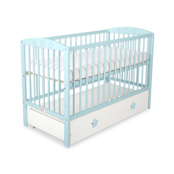 Kinderbett 120x60cm mit Sternen mit Schublade MAXI